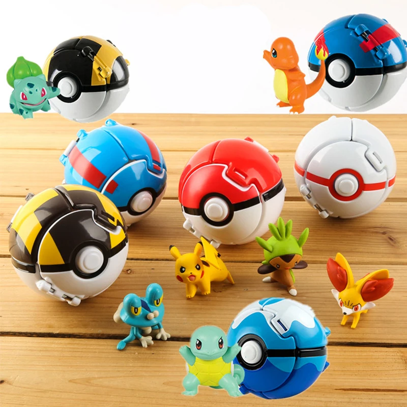 

4 pcs Free Shipping Detective Pikachu Pet Elf Ball Pocket Monster Ball Pokeball Toys Cosplay Props Children's birthday gift toy