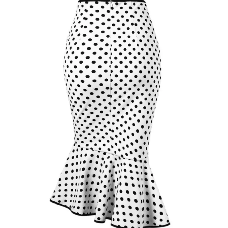 Юбка модная длинная юбка Женская Сексуальная Повседневная юбка в горошек с оборками облегающие бедра вечерние юбки Faldas Mujer Moda A#25