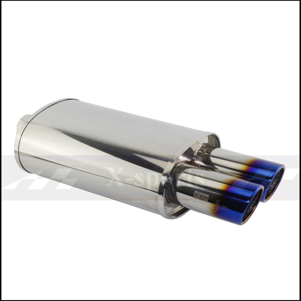

Car accessories Exhaust Pipe Muffler Polished universal Stainless Steel Burned Blue Silencer Double export 63mm 76mm