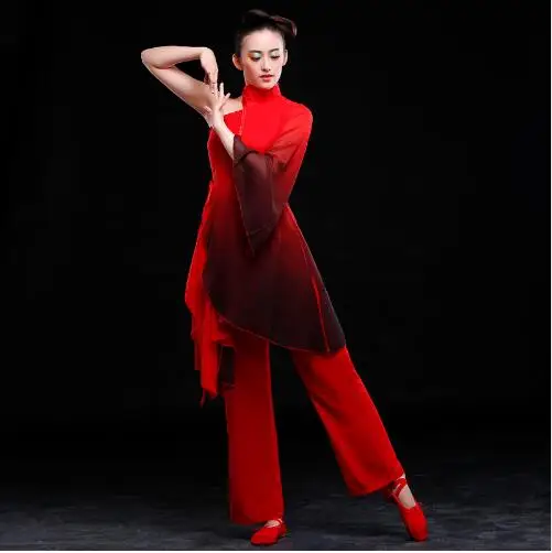 

(0137) new female Poetic performance costumes woman Chinese classical fan dance solo stage costume modern ink gradient color