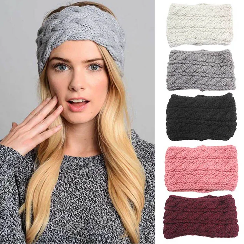 

Winter Women Ear Warmer Widening Wool Hair Bands Three Rows Twist Knitted Headband Turban Headwrap For Girl Hair Accessories