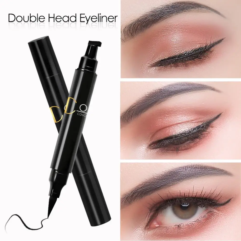 

COSCELIA Eyes Liner Long Lasting Make Up Pencil Waterproof Black Double-ended Makeup Eyeliner Eyebrow Pencil Cosmetic