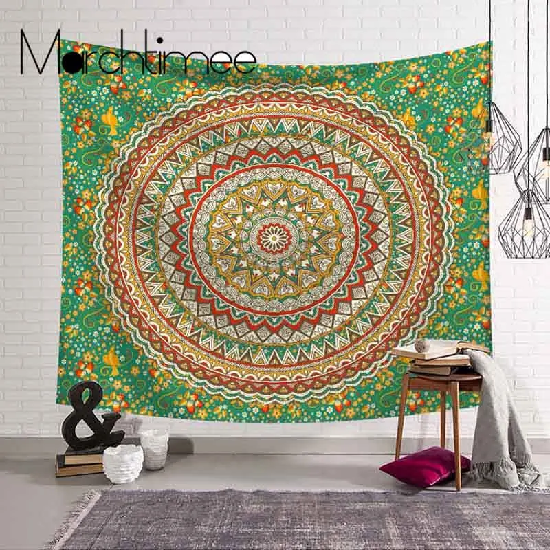 Blue Art Mandala Tapestry Wall Hanging Sandy Beach Throw Rug Blanket Camping Tent Travel Mattress B