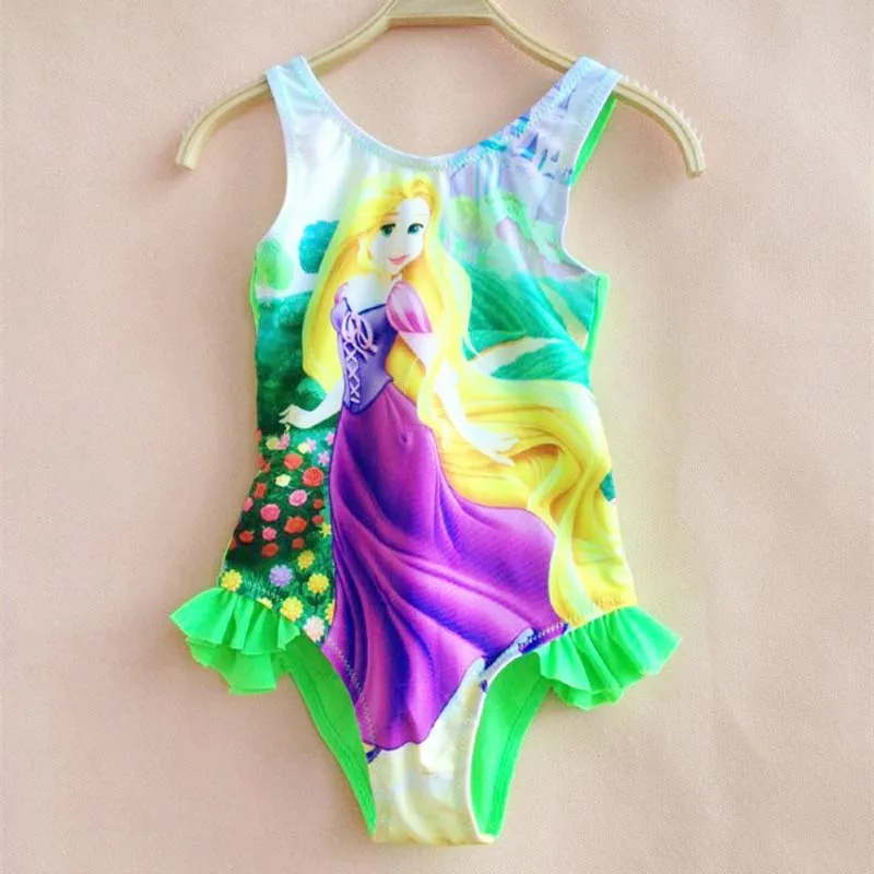 Swimsuit for Girls pink Rapunzel Tangled Bathing Suits Children Kids Cartoon Swimwear Costumes