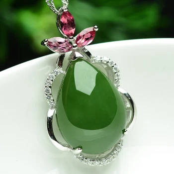 

Natural and genuine Tian Biyu Pendant 925 high-grade tourmaline inlaid jade pendant