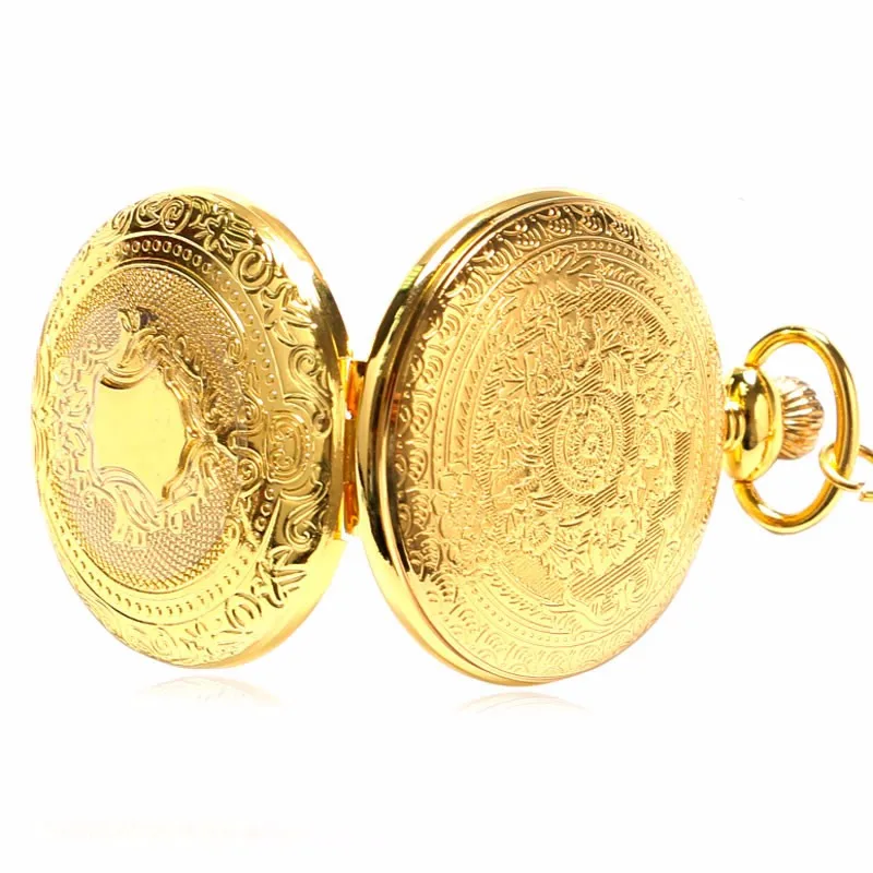 Винтаж Ретро Для мужчин женское платье цвета: золотистый, серебристый щит круглый корпус кварцевые карманные часы+ цепь Relogio де Bolso подарок