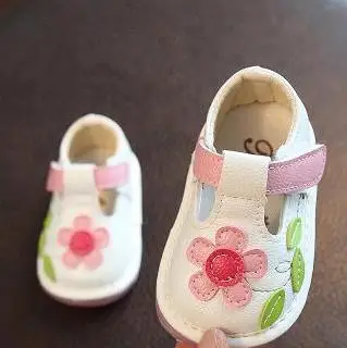 Детская обувь принцессы; детская кожаная обувь с цветами; обувь для малышей 0-1-2 лет; сезон весна-лето; мягкая подошва - Цвет: Белый
