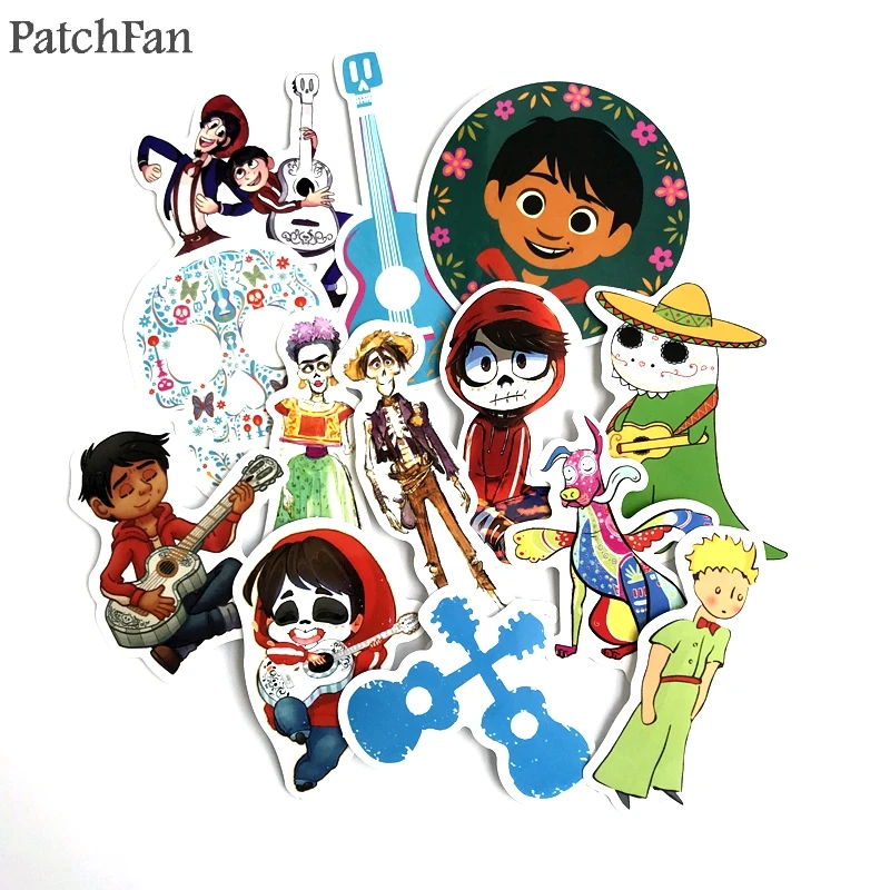 

Patchfan 13pcs Coco pixar Miguel Skull Pvc Kids Toy Sticker for DIY car Luggage Laptop Motorcycle Phone Waterproof Sticker A0736