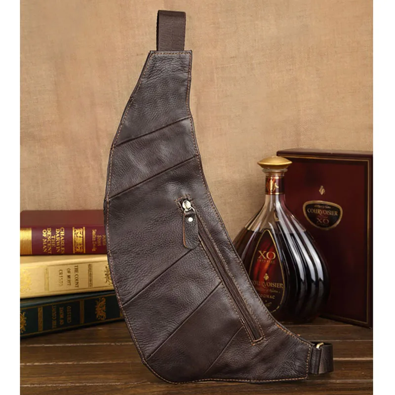 Men Genuine Leather Bag Messenger Shoulder Cross Body Bag Real Cowhide Vintage Men High Quality Sling Rucksack Chest Back Pack