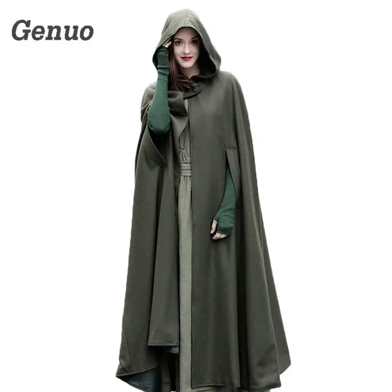 

Medieval Winter Cloak Hooded Coat Thin Women Vintage Gothic Cape Poncho Coat Cardigans Long Trench Overcoat 2018 Casaco Feminin