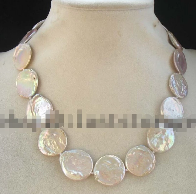 

FREE SHIPPING ******freshwater pearl purple coin 20-22mm necklace 17" nature