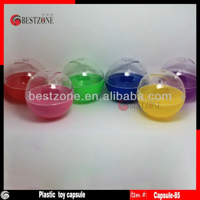 

30pcs 85mm PP with PS half transparent and half colorful Plastic balls; Toy capsules for the vending machine