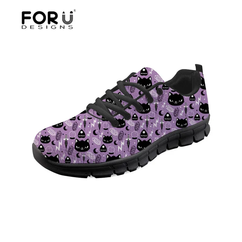 FORUDESIGNS Cats Animals Universe Galaxy Pattern Women's Flats Shoes
