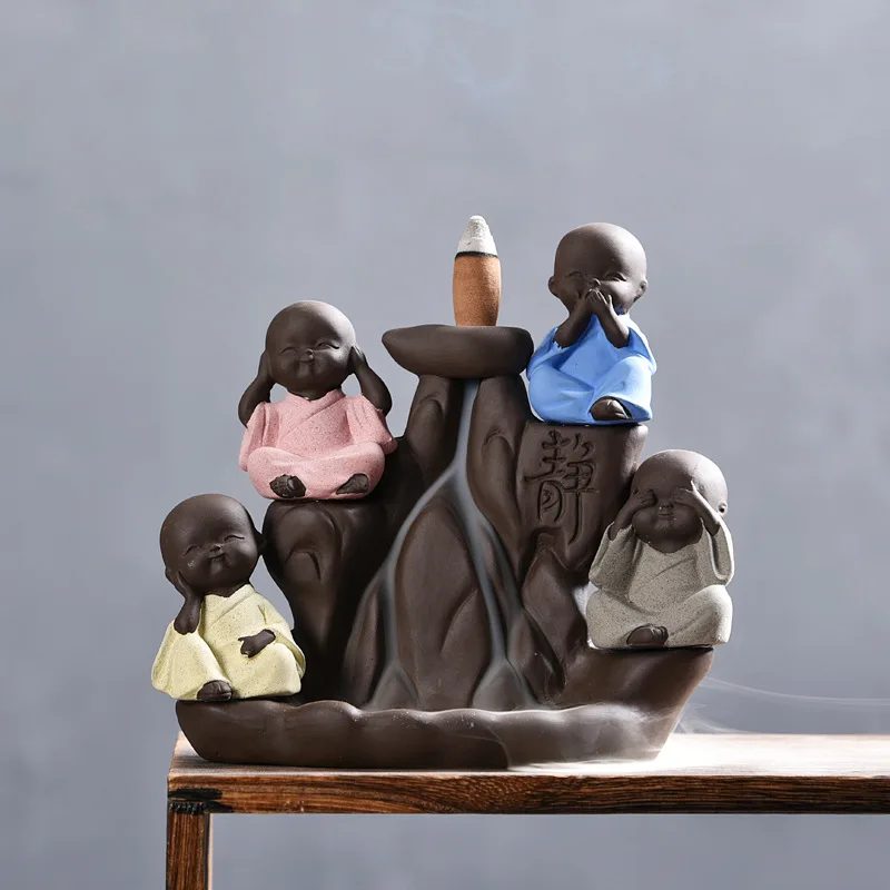 The Little Monk Censer Creative Home Decor Small Buddha Incense Holder Backflow Burner Use In Gifts Dropshipping | Дом и сад