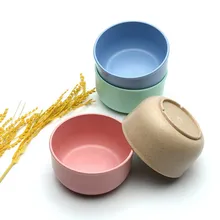 HOT!!!4pcs/Set Noodle Bowl Eco-Friendly Wheat Straw Soup Fruit Rice Salad Bowl For Kids Food Container Gift
