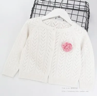Одежда с длинными рукавами для девочек; Детский свитер; Весенний свитер для малышей; Кардиган для девочек; свитер для девочек с цветочным принтом; куртка; BC696 - Цвет: white