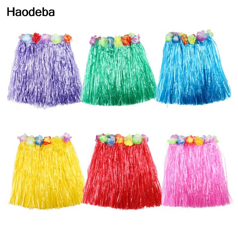 30CM 10 Colors Plastic Fibers Kid Grass Skirts Hula Skirt Hawaiian