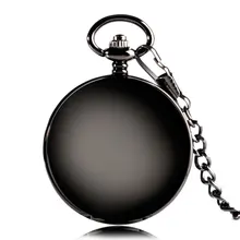 Luxe Noir Lisse Main Mécanique À Remontage Nombre Romaine Montre de Poche Simple Double Hunter Design Steampunk Chaîne Hommes Cadeau