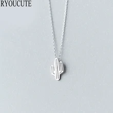 Новое поступление 925 стерлингового серебра кактус завод ожерелья с подвесками для женщин Свадебные украшения