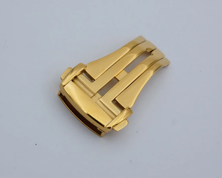 Maikes хорошее качество полированная Нержавеющая сталь развертывания Смотреть полоса кнопка пряжки золото 16 18 20 мм складная застежка чехол для Ом
