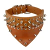 De cuero de perro Bandana pañuelo babero Collar picos Collar de perro con pinchos de cuero Collar para perros para mascota mediana grande Pitbull, Mastín ► Foto 2/6