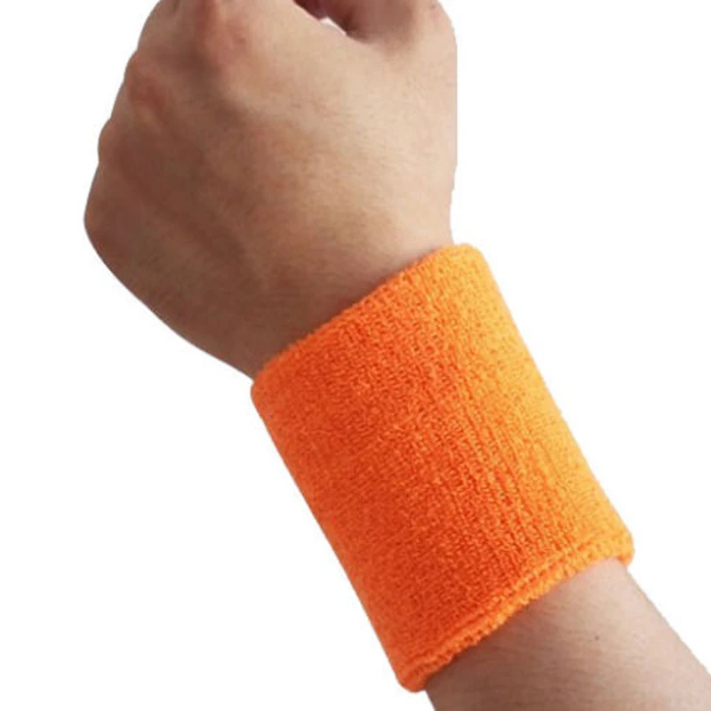 2 шт. унисекс спортивный пот Йога тренажерный зал растягивающийся запястье Sweatband Handband браслет 10 цветов - Цвет: orange