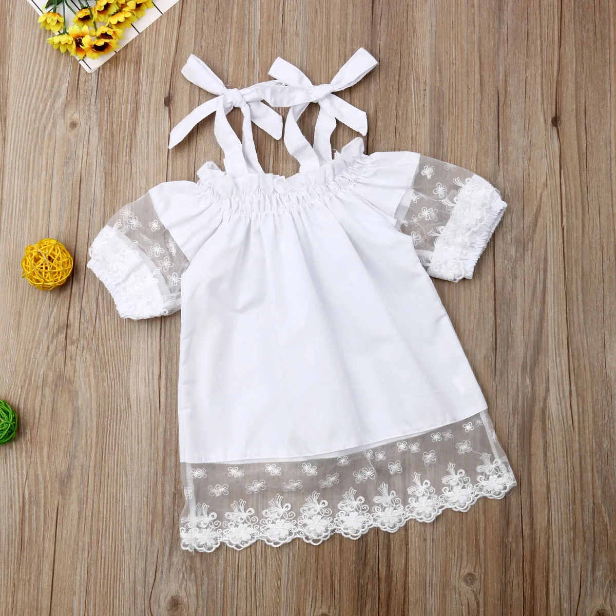 Emmababy комплект летней одежды для маленьких девочек с кружевными цветочками на подтяжках и открытыми плечами