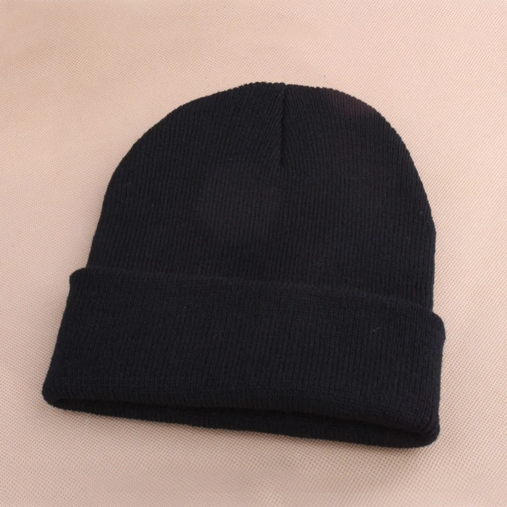 

Hot Selling Unisex Women Men  Winter Hat Snap Back Muts Knit Hip Hop Beanie Warm Ski Cap Bonnet femme Solid Color Cheap Z1