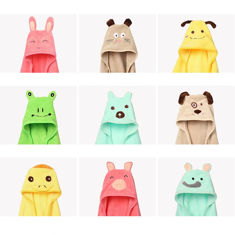 Baby Towels Berber Fleece Kid Bathrobes Baby Girls Cute Shawl Cartoon Towel Girl Animal Hooded Beach Pajamas Newborn Cute Stuff