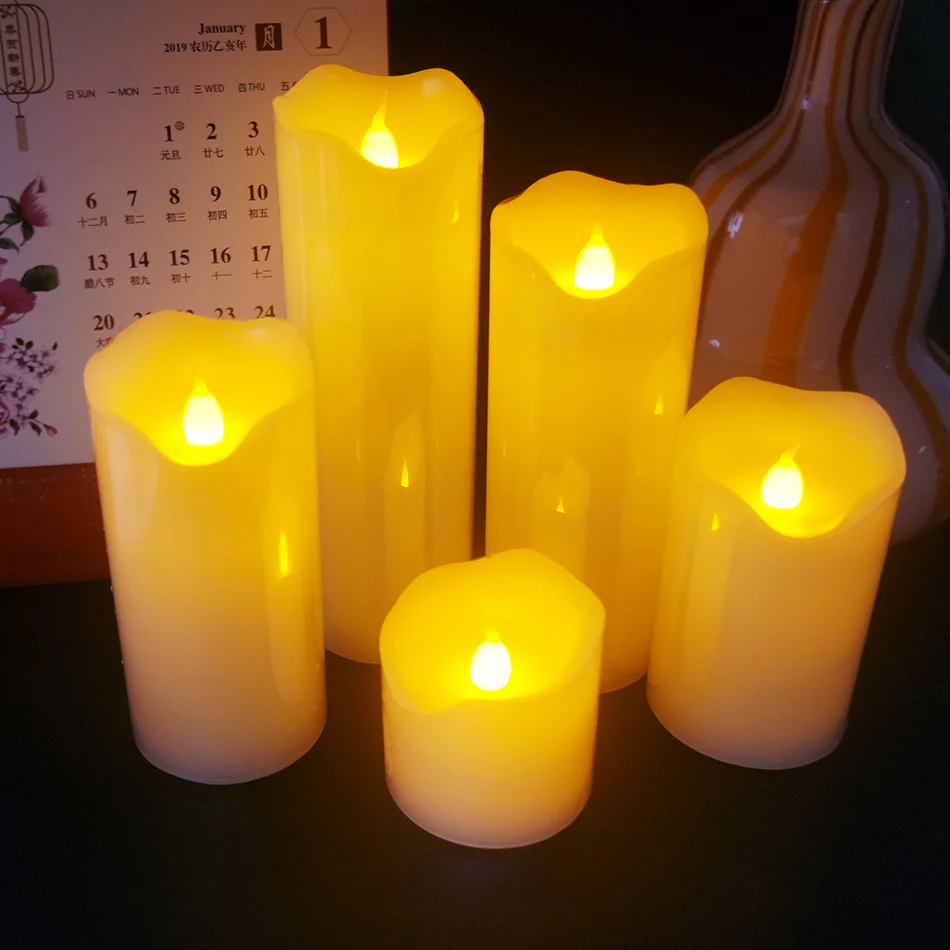 flameless led wax candle for wedding party decorative 5 pcs/set