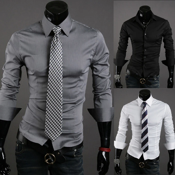 mens white fitted dress shirts