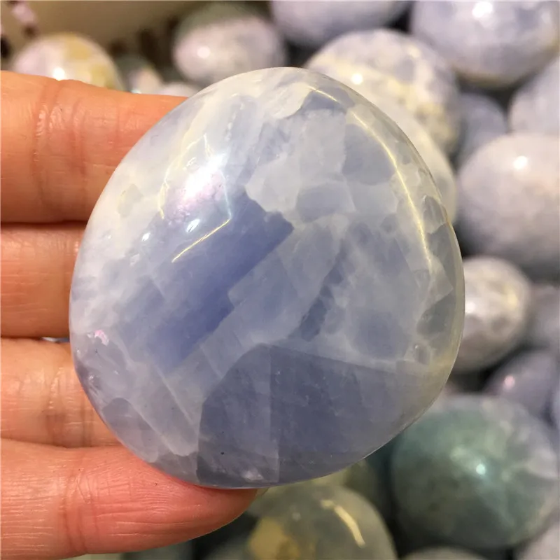 

1PC Natural Kyanite Palm Stone Sky Blue Gemstone Irregular Smooth Polished Pebble Reiki Healing Chakra Stone Home Decoration