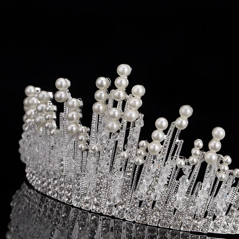 Новинка 2019 года золото/серебро Свадебные короны с жемчугом кристаллы металла тиара Брак оголовье Accesorios Novia SQ0324