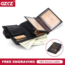 Мужской кошелек GZCZ винтажный из натуральной кожи с зажимом для