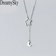 DreamySky Настоящее чистое серебро 925 пробы Луна чокер со звездой ожерелье s для женщин S925 многослойное ожерелье массивные ювелирные изделия в стиле "Бохо"