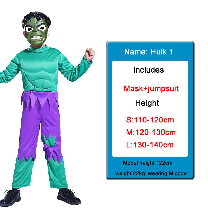 Детские костюмы Бэтмена с маской для мальчиков, плащ, супергерой, косплей, Хэллоуин, маскарадный костюм, Супермен, роль Pl - Цвет: Hulk  -  1