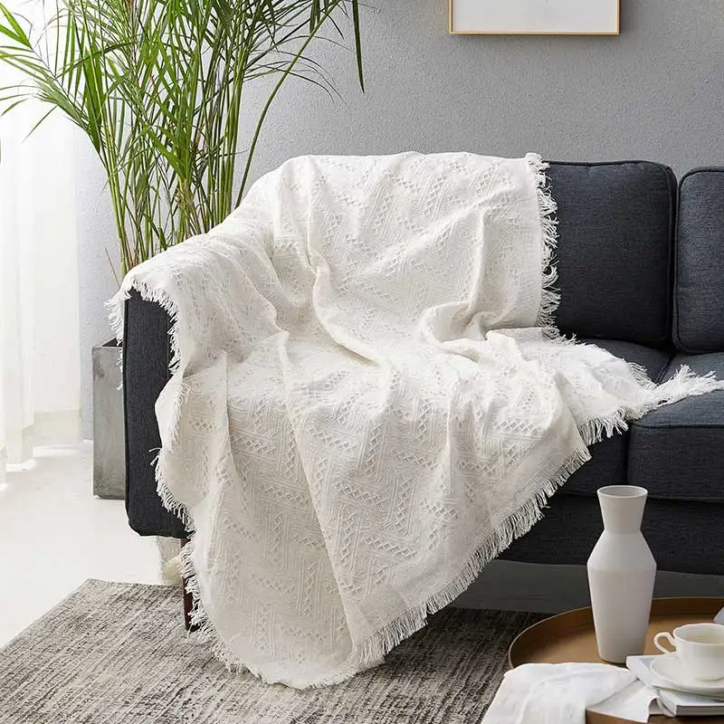 Cilected белое однотонное клетчатое Хлопковое одеяло s для дивана, толстое уютное одеяло, Угловое покрывало, украшение для домашнего постельного белья - Цвет: S001T02