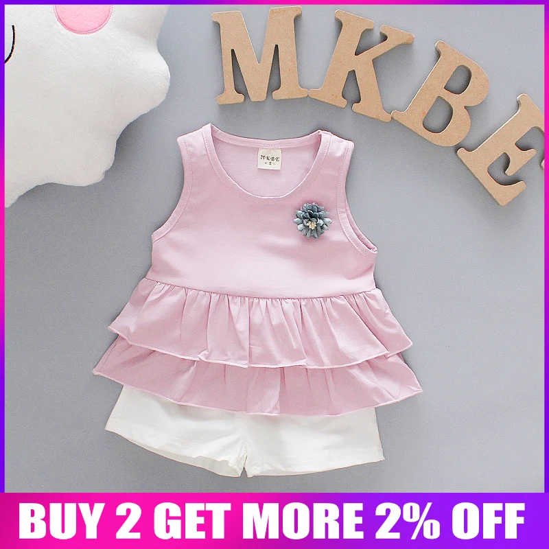 

BibiCola Summer Baby Girls Clothing Sets Toddler Girls Sleeveless Top+Shorts 2 pcs Suit Set Kids Girls Summer Clothes Tracksuit