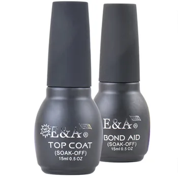 

E&A Base and Top Coat Kits for professional gel nail polish no cleanser manicure pack of 2 pcs 15ml 0.5Oz