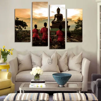 

FOUR PC NO FRAME kid boy and buddha Oil Painting Printed Oil Painting On Canvas Oil Painting Home Decor Wall Decor
