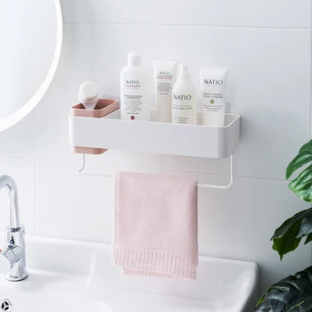 

Contracted Bathroom rack Towel rack No hole suction wall type Cosmetic storage Suction type It will not damage the wall.