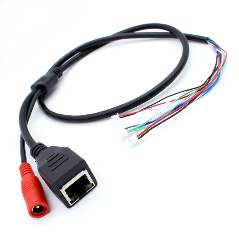 

CCTV IP network Camera PCB Module video power cable RJ45 female & DC male connectors with Terminals