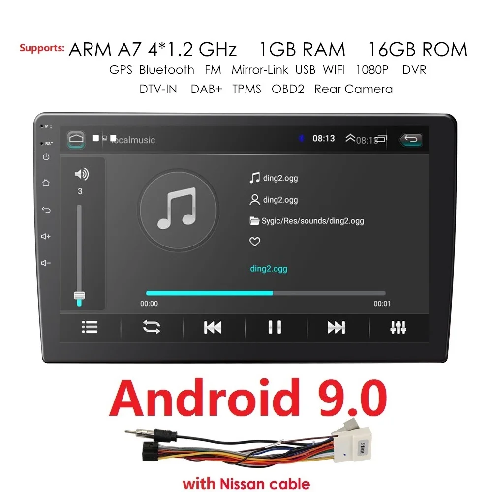 

2 Din Car Radio 9 inch Touch Android 9.0 Radio Player Subwoofer Multimedia Autoradio GPS Mirrorlink Bluetooth With NissanCable