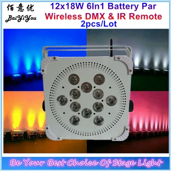 

2pcs/Lot Disco Event Club Backdrop Wireless DMX512 IR Battery Power 12pcs 18w RGBAW+UV 6In1 Led Battery Flat Par Light