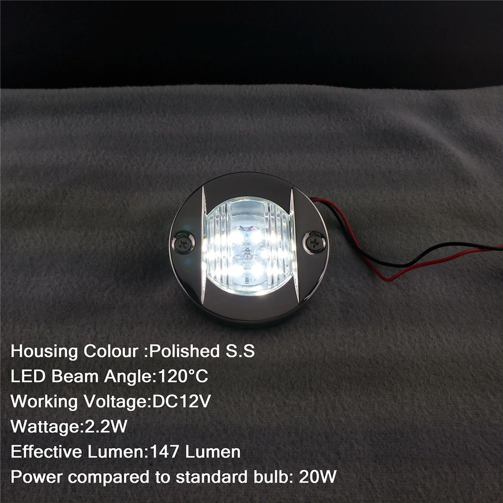Stainless Steel 304 Round 12VC Cold White Light Yacht Marine Boat Tail Lamp Accessories Mooring LED Stern Light Stair Light