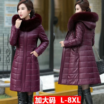 Большие размеры 8 XL, модная зимняя женская куртка, воротник из лисьего меха, куртки-пуховики на белом утином пуху, теплое пальто, женская толстая парка, Casaco Feminino K05 - Цвет: Fox hairGrape purple