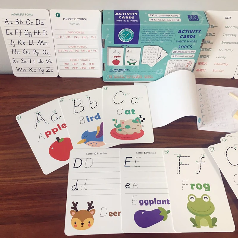

DDWE Write Number/Alphabet Words Math Preschool Kid Activity Cards Game Early Learning English Educational Toy for Children Gift