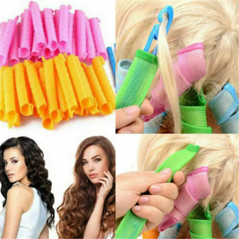 

2019 18pcs Plastic Magic Hair Curler Snail Rolls Natural Way Spiral Ringlets Rollers DIY Easy Usage Styling Auxiliary Tool