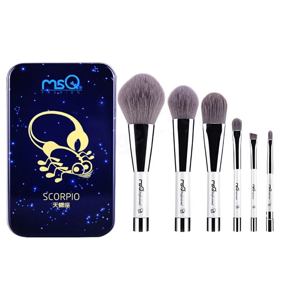 6 Pcs Makeup Kosmetik Serat Arang Bambu Brush Blush Powder Foundation Eye Shadow Alis Bibir Alis Mata Kit dengan Besi Case Kala-Internasional