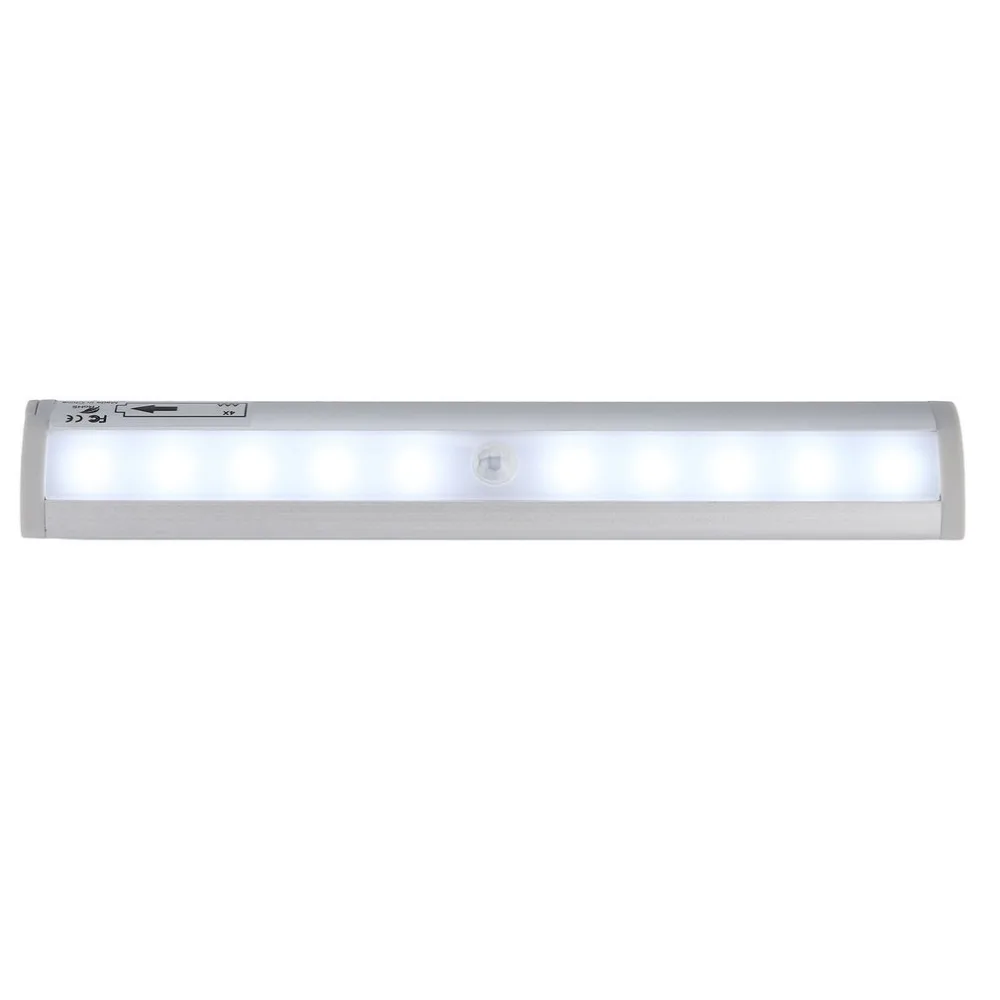 Battery 10LED Cabinet Light Auto PIR Wardrobe Cupboard Closet Motion Sensor Lamp